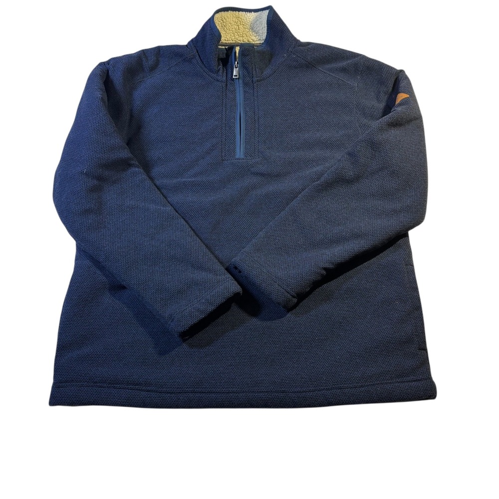 Orvis Classic Collection Mens Blue 1/4 Zip‎ Sherpa Lined Pullover Sweater Large